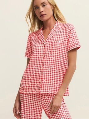 Z Supply Red Gingham Short Sleeve Pajama Top.  NWT